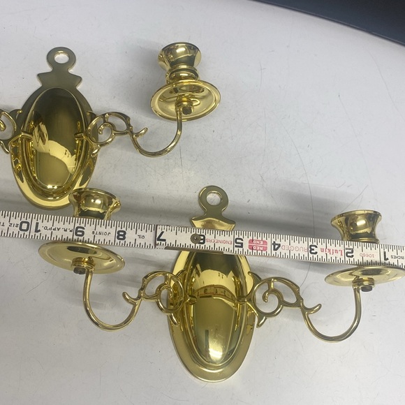 Brass Double Candle Wall Sconce Hanging Sconce Set of Two - Picture 14 of 17